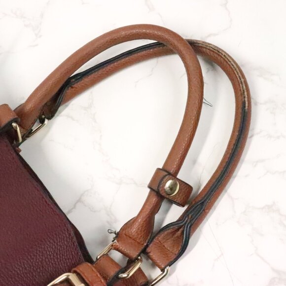 Andrew Marc New York Mahogany Burgandy Brown Vegan Leather Satchel Handbag Purse - Picture 10 of 15